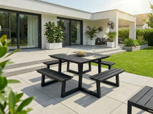 Load image into Gallery viewer, MaximaVida square aluminium picnic table Dex 215 cm black – easy entry