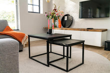 Afbeelding in Gallery-weergave laden, MaximaVida vierkante salontafel set Chicago XL zwart 60 cm - pinewood fineer