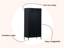 Load image into Gallery viewer, MaximaVida locker metal wardrobe Finn black 90 x 50 x 185 cm - 4 shelves