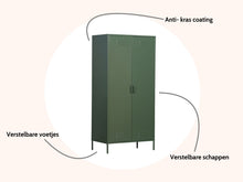 Load image into Gallery viewer, MaximaVida locker metal wardrobe Finn 90 x 50 x 185 cm olive green – 8 shelves