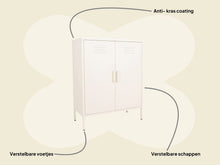Load image into Gallery viewer, MaximaVida metal locker cabinet Finn 80 x 40 x 102 cm ivory – 2 shelves