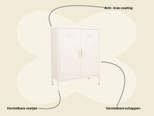 Load image into Gallery viewer, MaximaVida metal locker cabinet Finn 80 x 40 x 102 cm ivory – 2 shelves