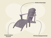 Load image into Gallery viewer, MaximaVida polywood Adirondack garden chair with footstool Montreal grey – the original