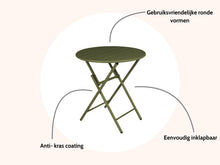 Load image into Gallery viewer, MaximaVida foldable metal round garden table Max 70 cm olive green