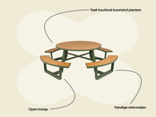 Afbeelding in Gallery-weergave laden, MaximaVida ronde aluminium picknicktafel Bermuda Ø 250 cm olijfgroen