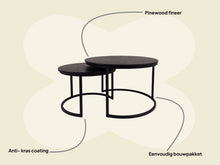 Afbeelding in Gallery-weergave laden, MaximaVida ronde salontafel set Chicago XL zwart 75 cm - pinewood fineer