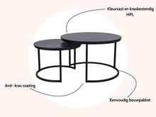 Afbeelding in Gallery-weergave laden, MaximaVida ronde salontafel set Firenze XL 75 en 58 cm - zwart HPL marmer look