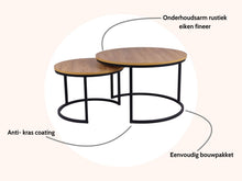 Afbeelding in Gallery-weergave laden, MaximaVida ronde salontafel set Kiev 58 en 45 cm - rustiek eikenhout fineer