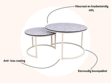 Load image into Gallery viewer, MaximaVida ivory cross-leg coffee table set Lucca XL 75 and 58 cm – HPL terrazzo look