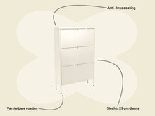 Lade das Bild in den Galerie-Viewer, MaximaVida Metallspind Schuhschrank Finn 25 x 80 x 125 cm Elfenbein