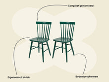 Afbeelding in Gallery-weergave laden, MaximaVida houten spijlenstoel Maxime groen - doos per 2 stuks