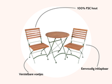 Load image into Gallery viewer, MaximaVida foldable round acacia bistro set Toscana 70 cm olive green - chairs without armrest