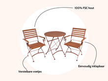 Load image into Gallery viewer, MaximaVida foldable round acacia bistro set Toscana 70 cm rust brown - chairs with armrest