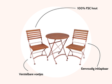 Load image into Gallery viewer, MaximaVida foldable round acacia bistro set Toscana 70 cm rust brown - chairs without armrest