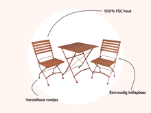 Load image into Gallery viewer, MaximaVida foldable square acacia bistro set Toscana 70 cm rust brown - without armrest