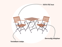 Load image into Gallery viewer, MaximaVida foldable square acacia bistro set Toscana 70 cm black - chairs with armrests