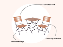 Load image into Gallery viewer, MaximaVida foldable square acacia bistro set Toscana 70 cm black - chairs without armrests