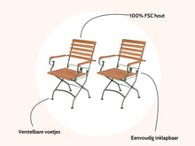 Load image into Gallery viewer, MaximaVida foldable garden chair Toscana with armrest olive green 2 pieces