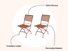 Load image into Gallery viewer, MaximaVida foldable garden chair Toscana rust brown 2 pieces - 100% FSC excellent acacia