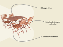 Afbeelding in Gallery-weergave laden, MaximaVida inklapbare acacia tuinset Toscana 120 cm roestbruin - stoelen met armleuning
