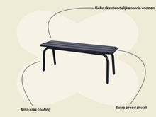 Afbeelding in Gallery-weergave laden, MaximaVida metalen tuinbank Max 120 cm zwart - zonder rugleuning