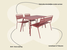 Lade das Bild in den Galerie-Viewer, MaximaVida Metall-Gartenmöbelset Max Terrakotta 150 cm 1 Tisch mit 2 Stühlen und 1 Bank