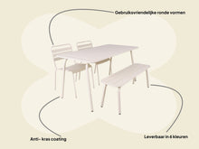 Afbeelding in Gallery-weergave laden, MaximaVida metalen tuinset Max 150 cm ivoor - 4-delig bank zonder rugleuning