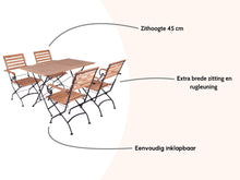 Load image into Gallery viewer, MaximaVida foldable rectangular acacia garden set Toscana 120 cm black - chairs with armrests