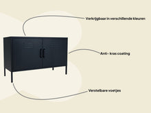 Lade das Bild in den Galerie-Viewer, MaximaVida Metallspind Fernsehschrank Finn schwarz 100 x 40 x 64 cm - 1 Regal