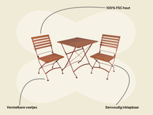 Load image into Gallery viewer, MaximaVida foldable square acacia bistro set Toscana 70 cm rust brown - without armrest