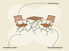 Lade das Bild in den Galerie-Viewer, MaximaVida klappbares quadratisches Akazien-Bistro-Set Toscana 70 cm Olivgrün - Stühle mit Armlehnen