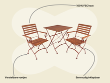 Lade das Bild in den Galerie-Viewer, MaximaVida klappbares quadratisches Akazien-Bistro-Set Toscana 70 cm rostbraun Stühle mit Armlehne
