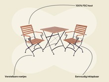 Load image into Gallery viewer, MaximaVida foldable square acacia bistro set Toscana 70 cm black - chairs with armrests