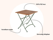 Load image into Gallery viewer, MaximaVida foldable square garden table Toscana 70 cm olive green -100% FSC excellent acacia