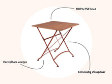 Load image into Gallery viewer, MaximaVida foldable square garden table Toscana 70 cm rust brown - 100% FSC excellent acacia