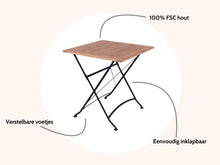 Load image into Gallery viewer, MaximaVida foldable square garden table Toscana 70 cm black - 100% FSC excellent acacia