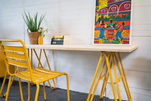 Load image into Gallery viewer, MaximaVida metal trestle set Camden Market ochre yellow- with suction caps