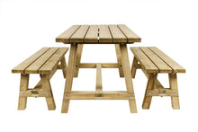 Load image into Gallery viewer, MaximaVida houten picknickset Tallinn 160 cm - 4 cm dik geïmpregneerd hout