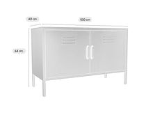 Load image into Gallery viewer, MaximaVida metal TV locker cabinet Finn 100 x 40 x 64 ivory - 1 shelf
