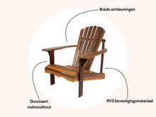 Load image into Gallery viewer, MaximaVida Adirondack garden chair Toronto oil – made of exclusive mahogany

