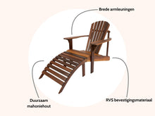 Load image into Gallery viewer, MaximaVida Adirondack garden chair with footstool Toronto oil – exclusive mahogany wood
