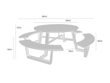 Load image into Gallery viewer, MaximaVida round aluminium picnic table Bermuda Ø 250 cm olive green
