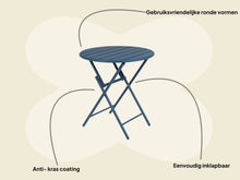 Afbeelding in Gallery-weergave laden, MaximaVida inklapbare metalen ronde tuintafel Max 70 cm petrol blauw
