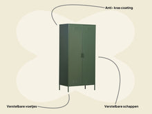 Lade das Bild in den Galerie-Viewer, MaximaVida Metallspind Finn 90 x 50 x 185 cm olivgrün – 8 Regale
