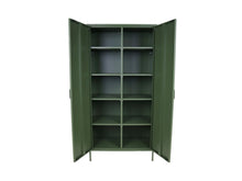 Load image into Gallery viewer, MaximaVida locker metal wardrobe Finn 90 x 50 x 185 cm olive green – 8 shelves
