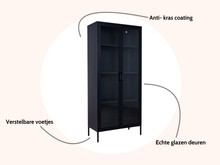 Load image into Gallery viewer, MaximaVida metal locker display cabinet Finn 80 x 35 x 180 cm black - real glass
