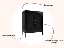 Load image into Gallery viewer, MaximaVida metal locker showcase cabinet Finn 80 x 40 x 102 cm black- 2 shelves

