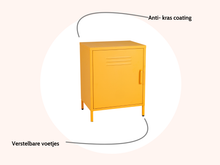 Load image into Gallery viewer, MaximaVida metal little locker cabinet Finn 52 x 40 x 67 cm ochre yellow

