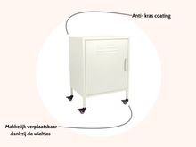 Load image into Gallery viewer, MaximaVida metal little locker cabinet with castors 52 x 40 x 67 cm ivory
