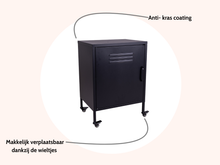 Load image into Gallery viewer, MaximaVida metal little locker cabinet with castors 52 x 40 x 67 cm - black
